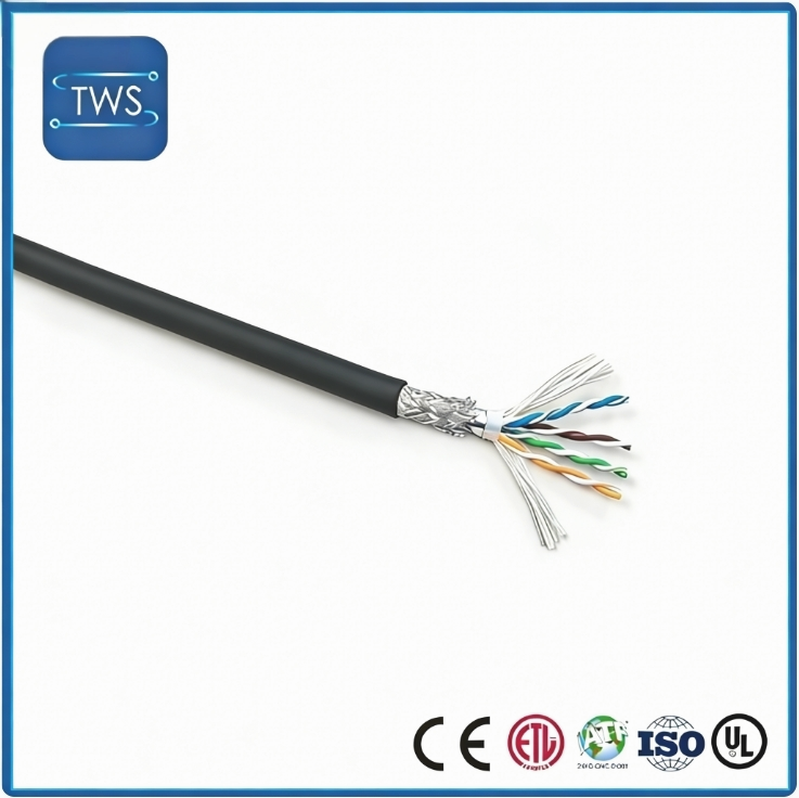 Finished Drag Chain CAT6 Network Cable PVC Black